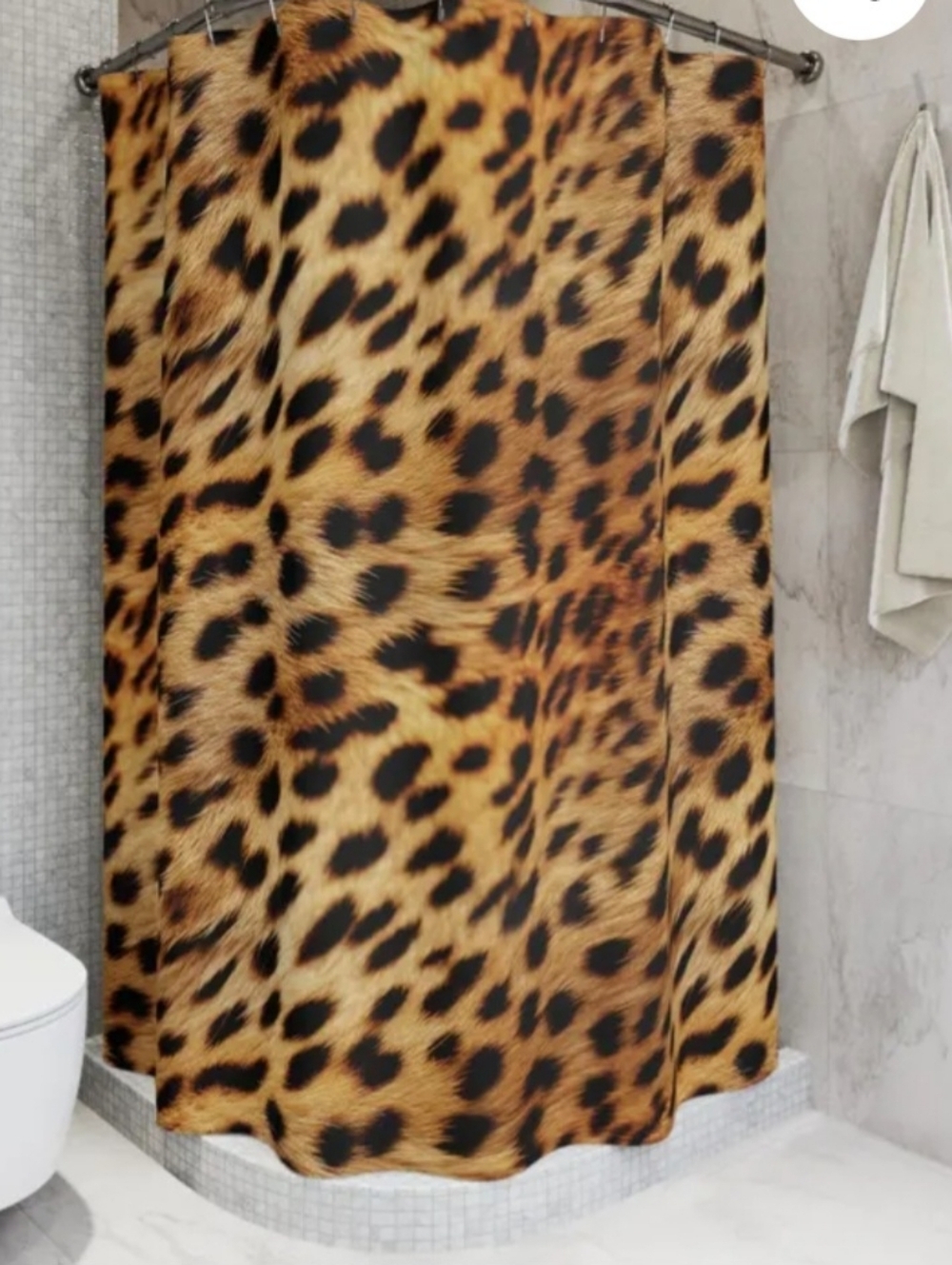 7pc Animal Safari Print Shower Curtain Set in Black and Tan New - Picture 14 of 15